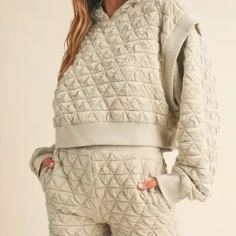 Quilted Grey Hoodie and Joggers Set